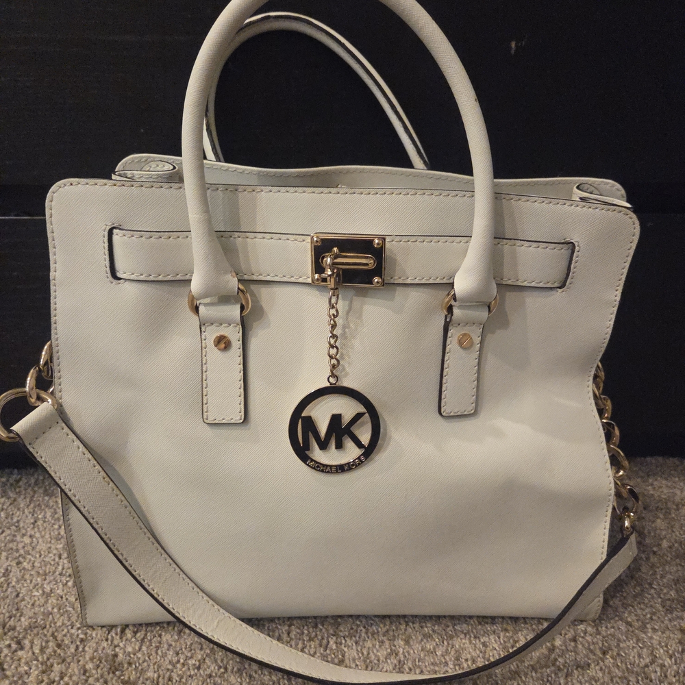 Michael Kors White Leather Tote Bag